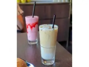 Wildseed Cafe Ice Latte and Strawberry Yogurt Smoothie